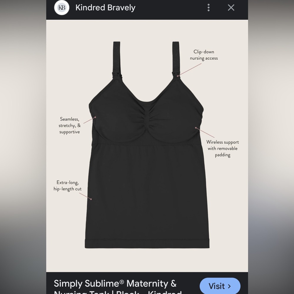 KINDRED BRAVELY Simply Sublime® Maternity & Nursing Tank Black Bra Medium Busty - Picture 5 of 14